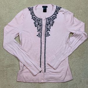 Ann Taylor pink cardigan with black detailing Size XS